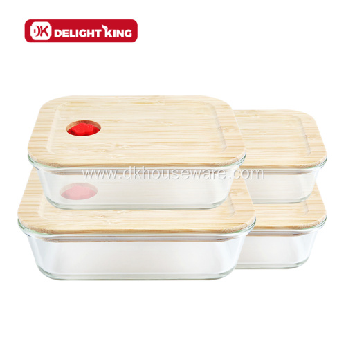 Glass Food Container Packaging with Vented Bamboo Lid